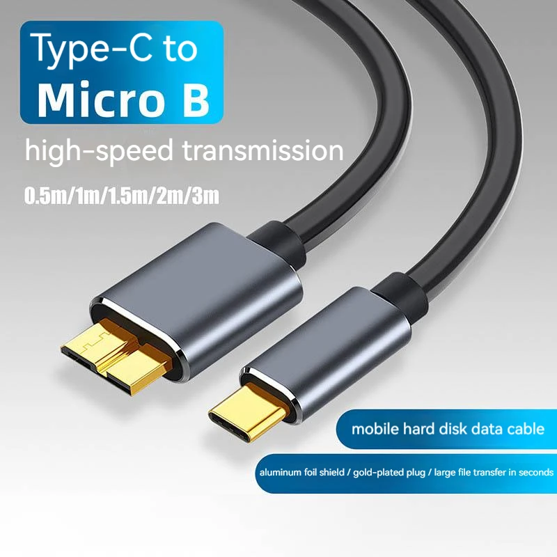 

Micro B USB C 3.0 Cable TypeC to USB 3.0 Micro B Cable Connector 5Gbps External Hard Drive Disk Cable for Hard Drive Computer