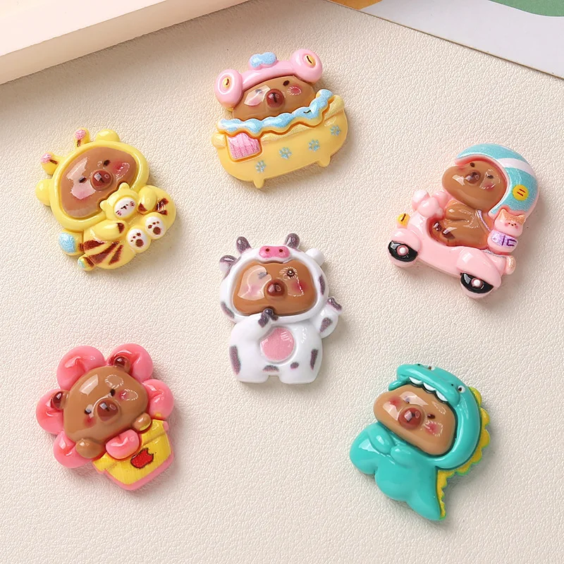 100 шт. кавайные Мультяшные животные из смолы с плоской задней стороной украшения