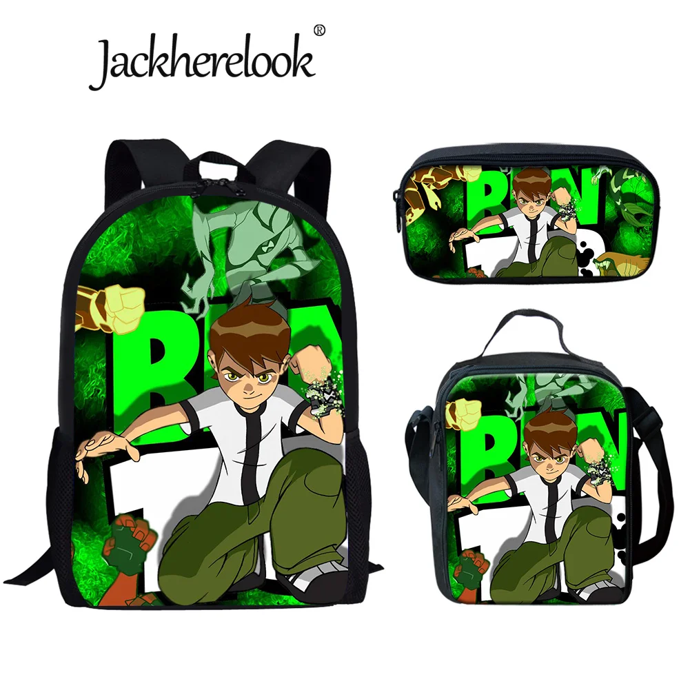 

Jackherelook BEN 10 Cartoon Anime Backpack Cool 3Pcs Schoolbag for Kids Girls Boys Casual Rucksack Mochila Best Birthday Gift
