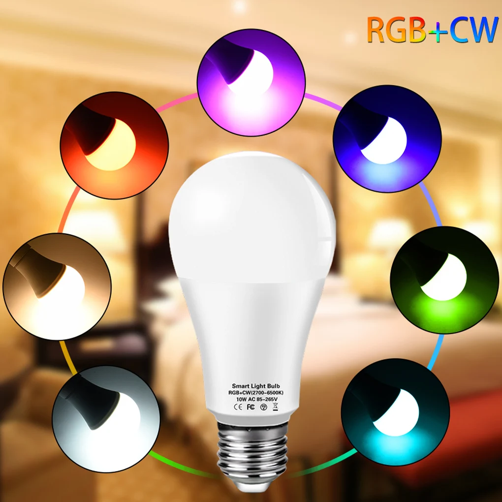 

Tuya WiFi Smart Home LED Bulb Light E27 RGB 12/15/18W Lamp Dimmable with Smart Life APP Voice Control for Google Home Alexa