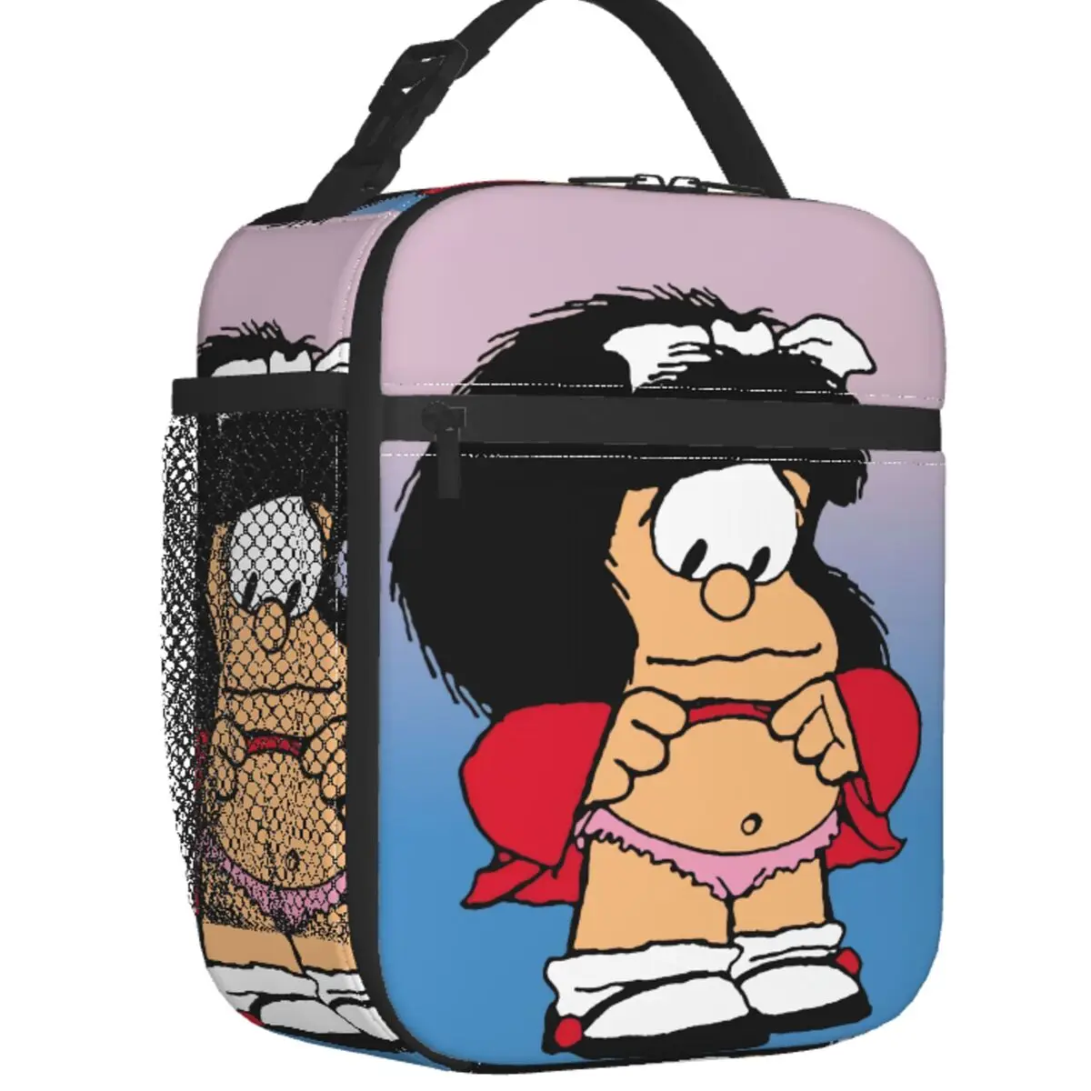 

Забавная изолированная сумка для завтрака Mafalda для женщин, многоразовая, Quino, комикс, мультяшный охладитель, термальный Ланч-бокс для офиса, работы, школы