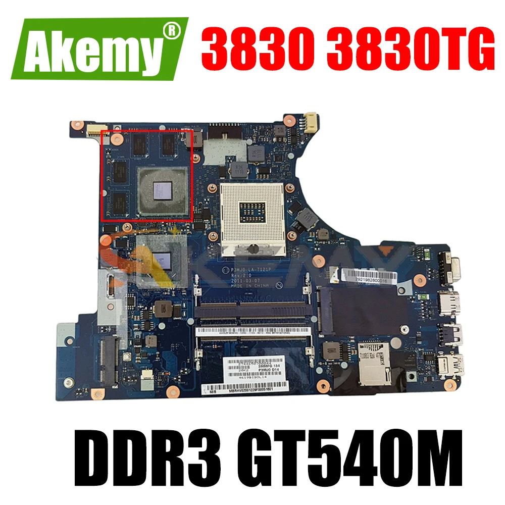 

AKEMY Main board for acer aspire 3830 3830TG laptop motherboard MBRFQ02002 MB.RFQ02.002 P3MJ0 LA-7121P HM65 DDR3 GT540M test