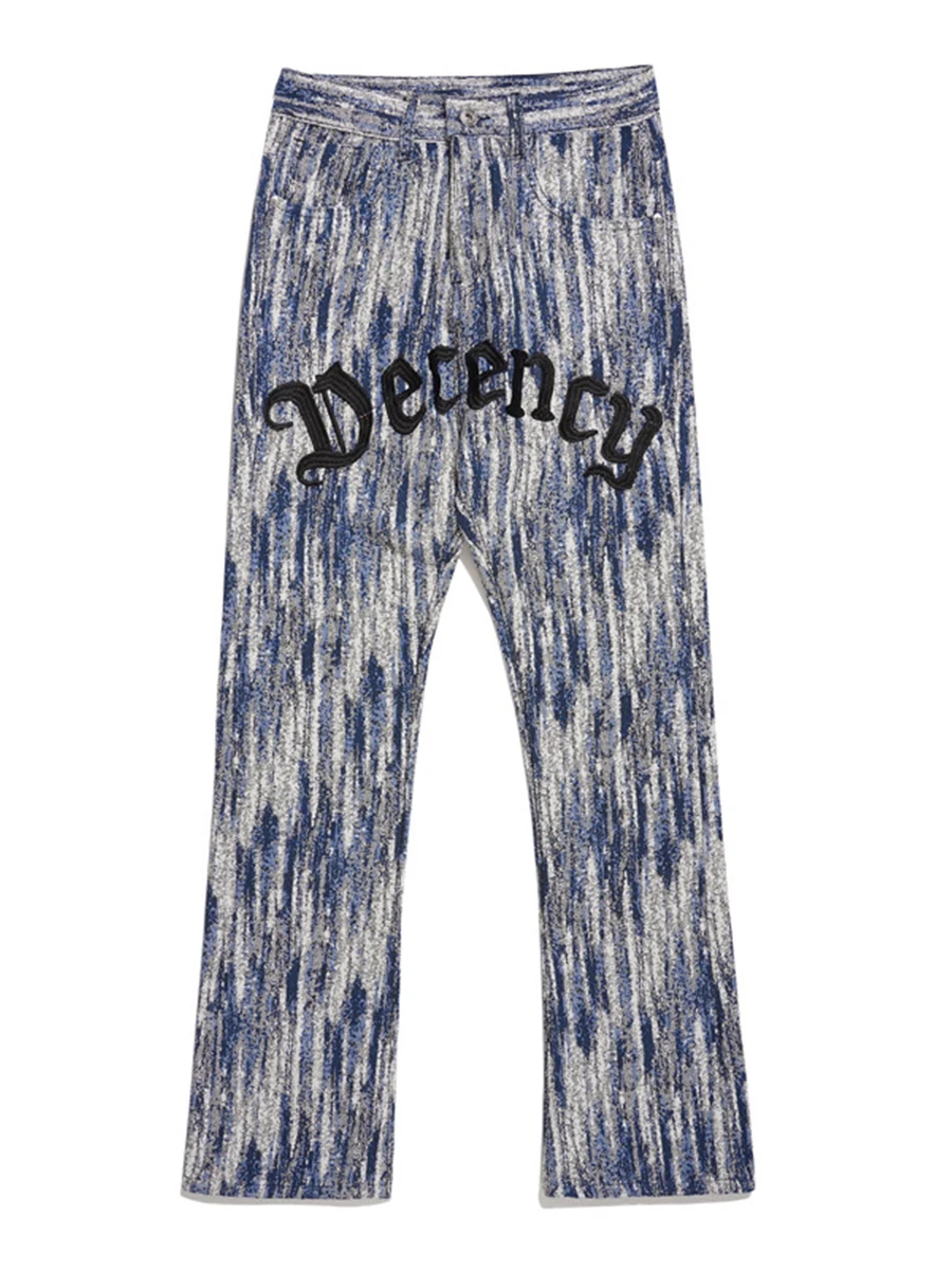 American High Street Letters Embroidered Casual Hip-hop Jeans Men INS Trendy Designer Retro Straight Pants Street Clothing MEN
