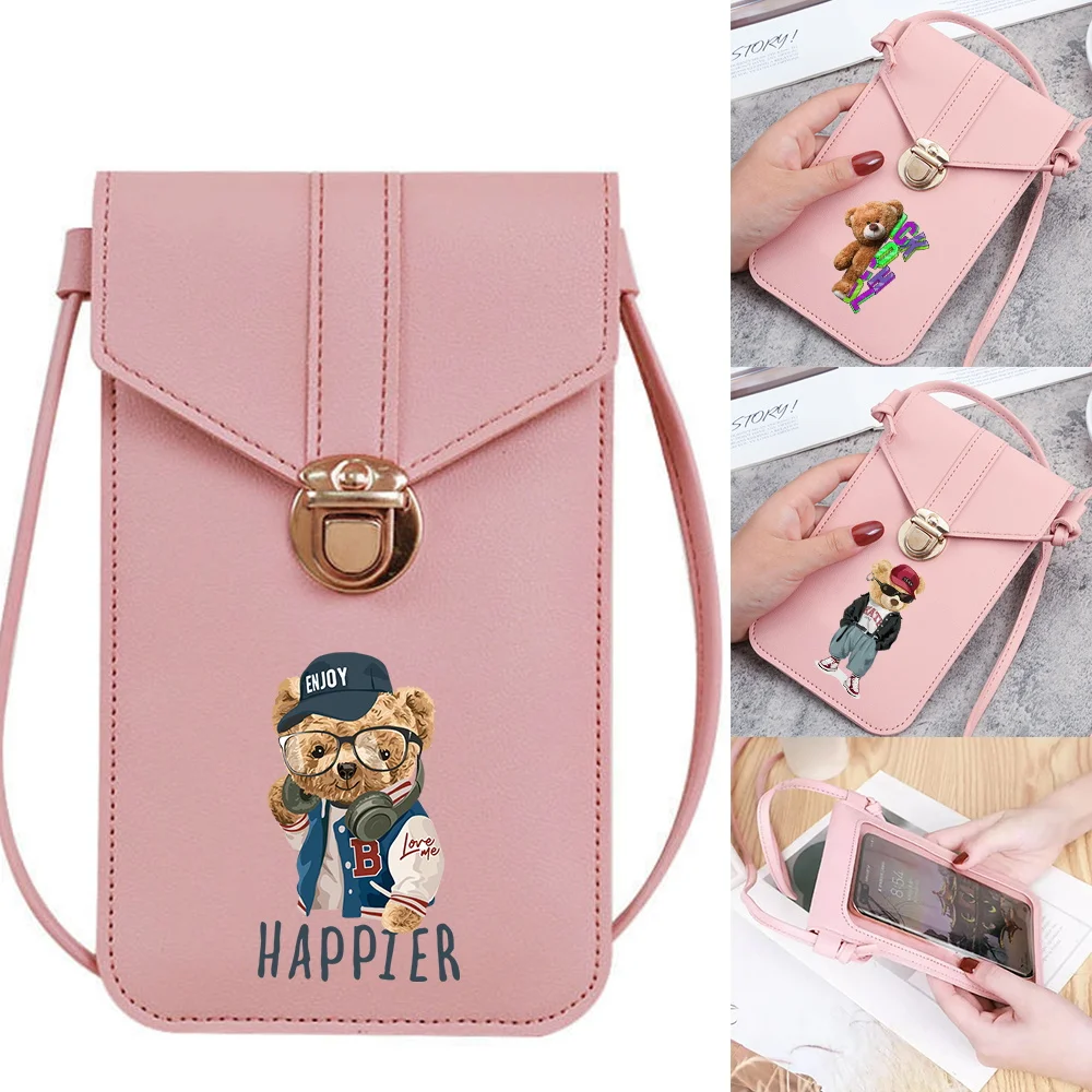 

Женская сумка на плечо, вместительная прозрачная сумка-мессенджер с сенсорным экраном, ранцы, кошелек, чехол с принтом медведя