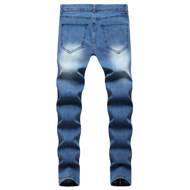 Spring and Autumn New Men's Cotton Pencil Classic Jeans Youth Slim Fit Slim Elastic Thin Casual Pants Sports Running Jeans