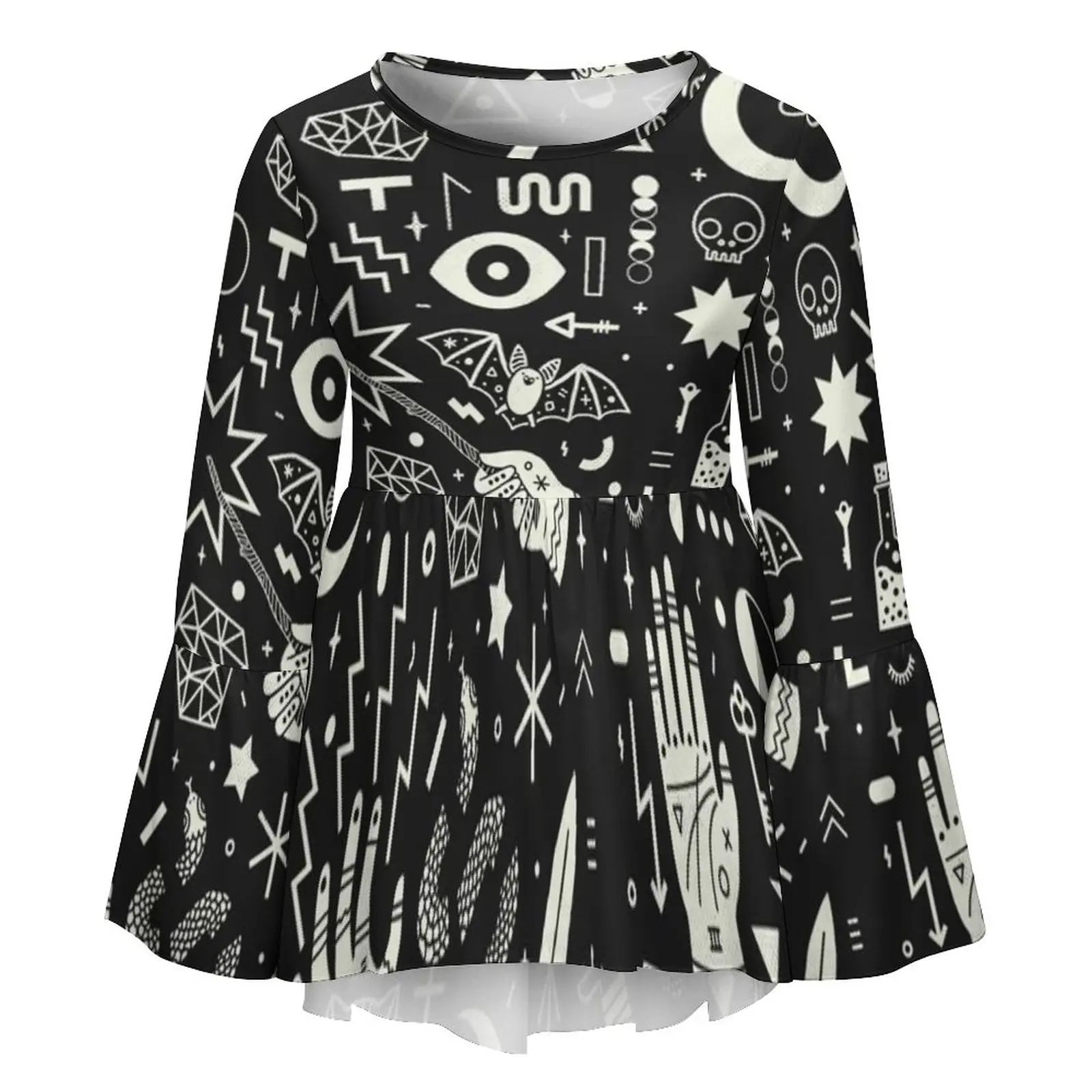 Женская футболка с длинным рукавом принтом |