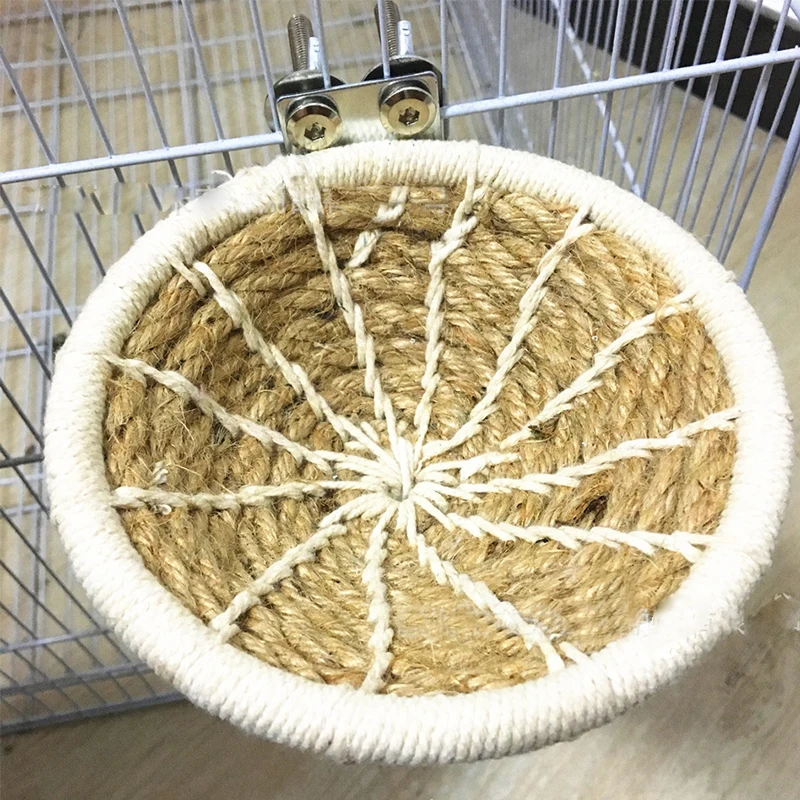 

Parrot Bird Nest Handmade Rope Weaved Breeding Nest With Felt Pad Incubation Bird House For Parrot Perched Hammock Bird Supplies