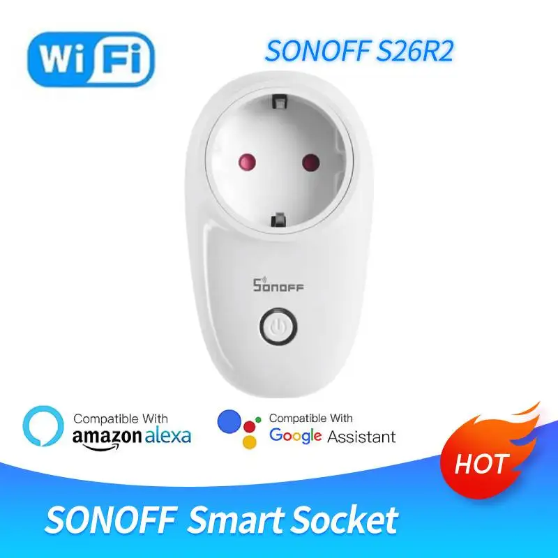 

S26 S26R2 SONOFF Plug TPF TPE Wifi Smart Socket LAN Control Timing Plug Support Alexa Google Ewelink Yandex Alice Smartthings