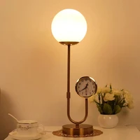 nordic bedside table lamp with clock metal gold modern desk lamps for study living room kids bedroom nightstands home decor