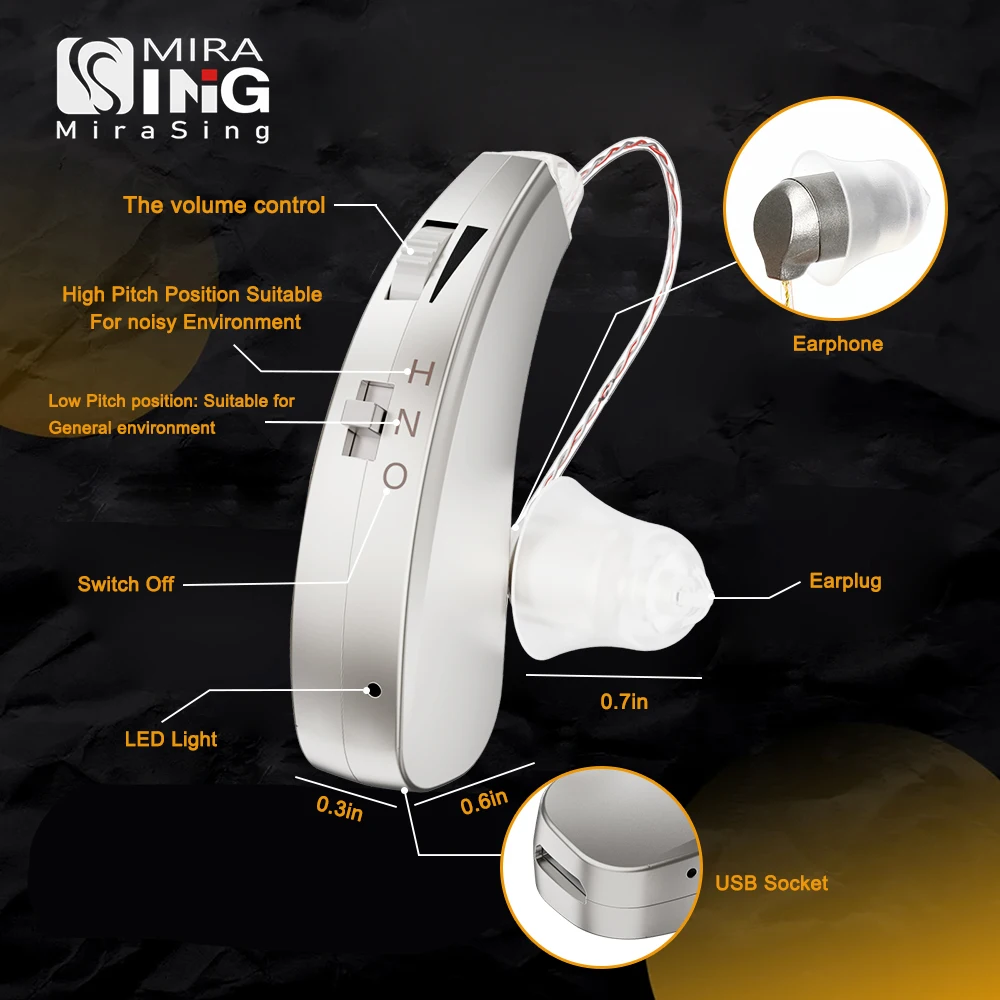 Перезаряжаемые слуховые аппараты AAB52SP мини-Усилители звука беспроводные