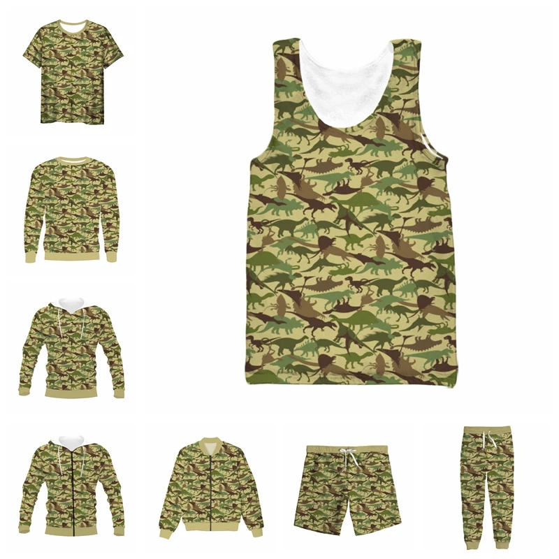 

vitinea New 3D Full Print Dinosaurs camouflage T-shirt/Sweatshirt/Zip Hoodies/Thin Jacket/Pants Four Seasons Casual