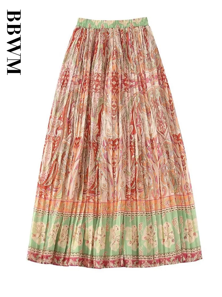 Женская винтажная юбка с круглым вырезом длинная без рукавов принтом высокой