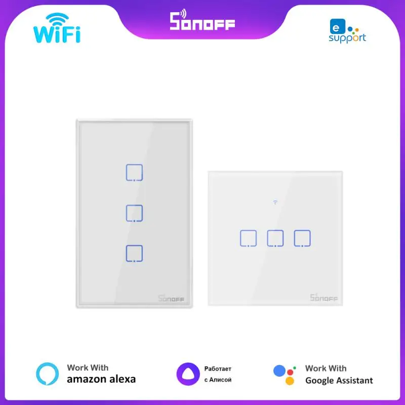 

SONOFF T1/T2/T3/T0 EU/UK/US 1/2/3Gang WiFi Smart Wall Touch Switch TX ALL Smart Home Control Via Ewelink APP/RF433/Voice/Touch