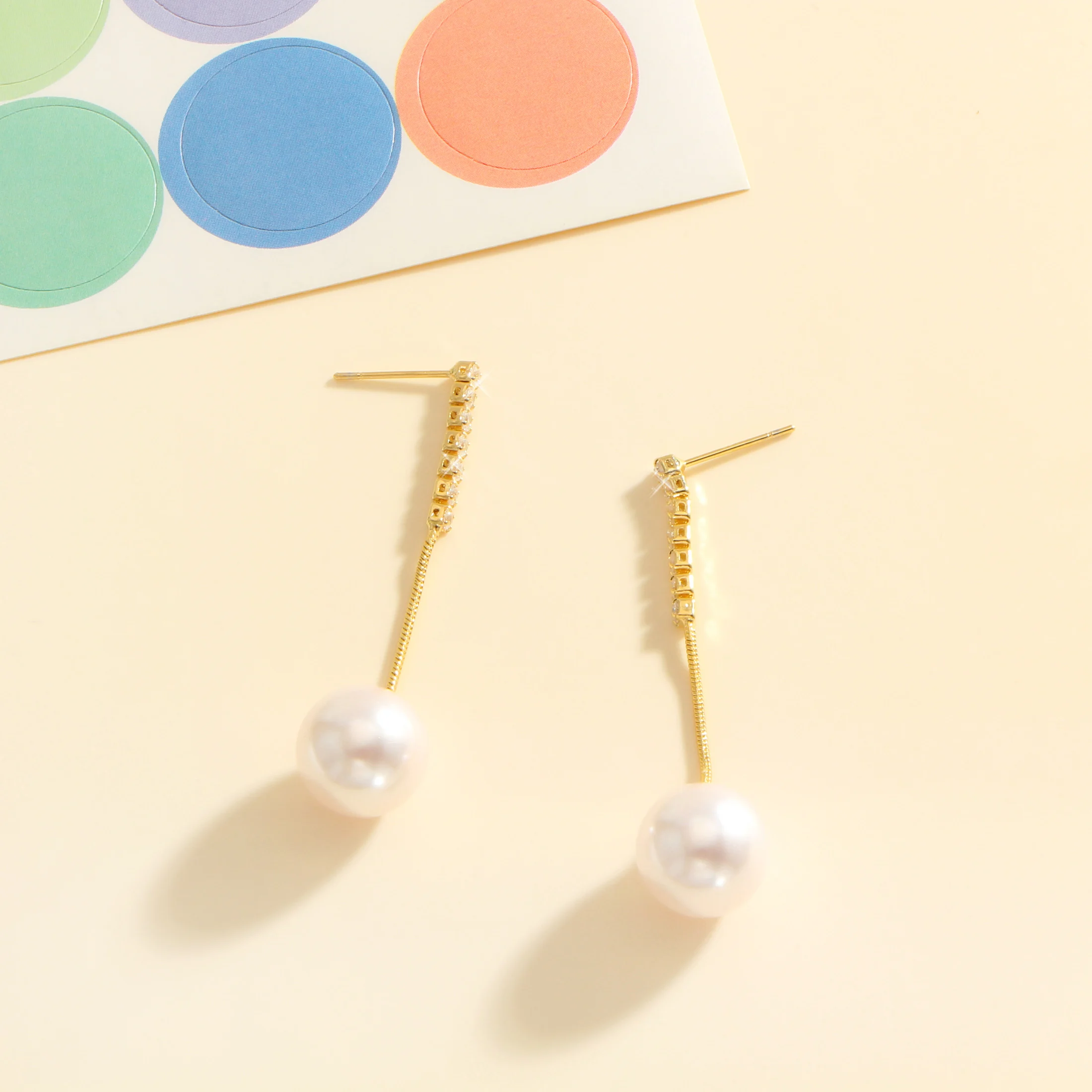 Круглые Серьги-гвоздики С Жемчугом И Камнями CZ Элегантные Роскошные Женские