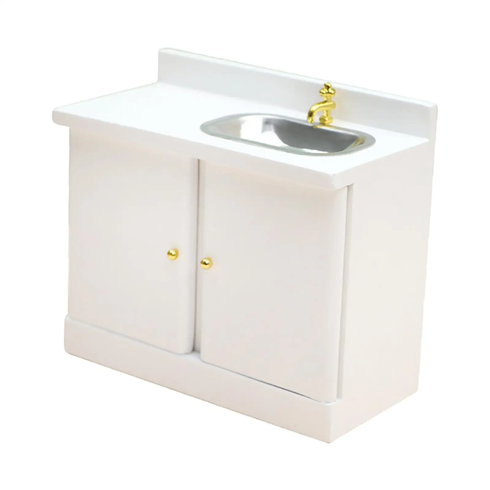 

1/12 Scale Mini Sink Wooden Decorations for Dollhouse Life Scene Layout