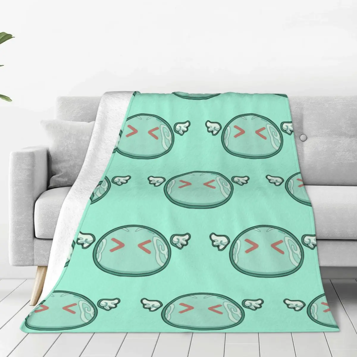 

Genshin Impact Anemo Slime Coral Fleece Plush Throw Blanket Anime Game Blanket for Bed Couch Lightweight Bed Rug