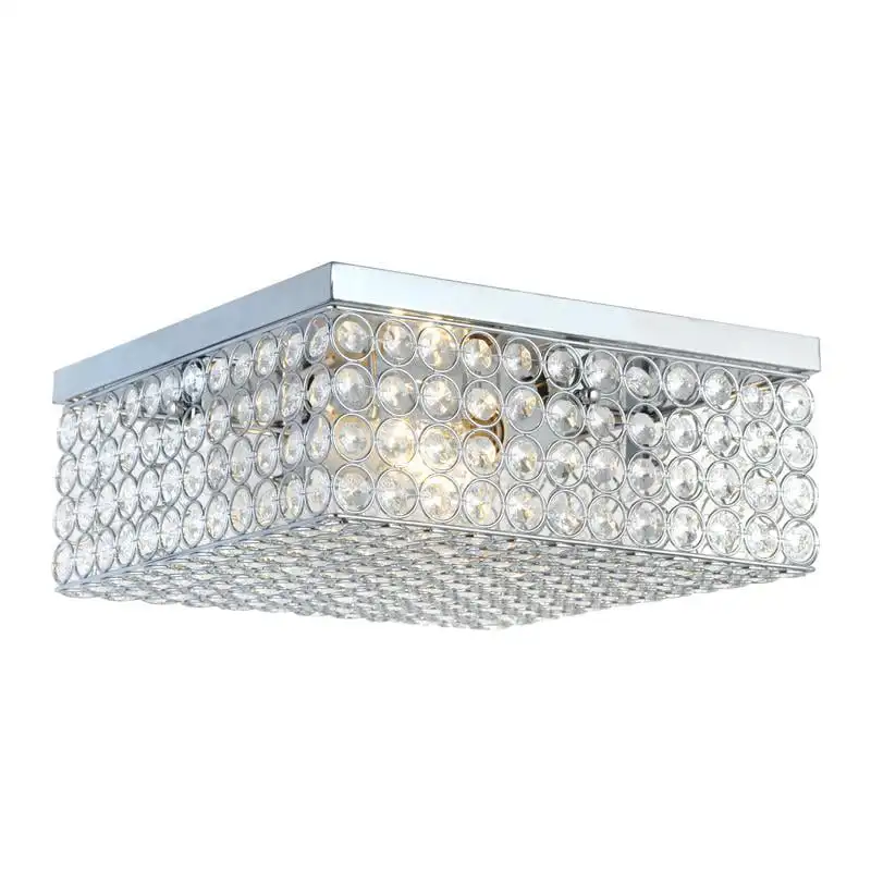 

12 Inch Elipse Crystal 2 Light Square Ceiling Flush Mount