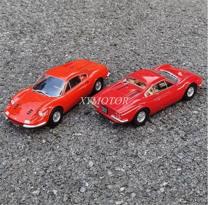 Модель автомобиля Modelcar 1/18 для Ferrari Dino 246 GT 607L 1969, литые модели автомобиля, подарки для хобби, коллекция красных/оранжевых украшений, демонстрация