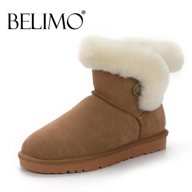 

BELIMO 2023 High Quality 100% Genuine Leather Natural Fur Snow Boots Australia Classic Women Boots Warm Winter Shoes For Women