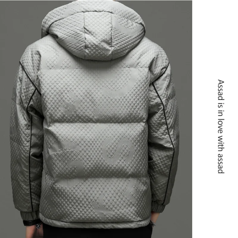High Quality Winter Down Jacket Men's Pure Color Casual Hood Comfortable Loose Breathable Warm and Cold-resistant Men's Coat