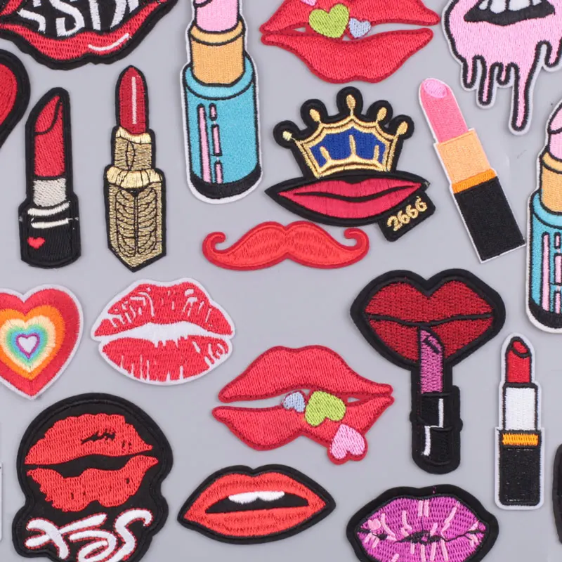 Пикантные губы, плавкие вышитые патчи
