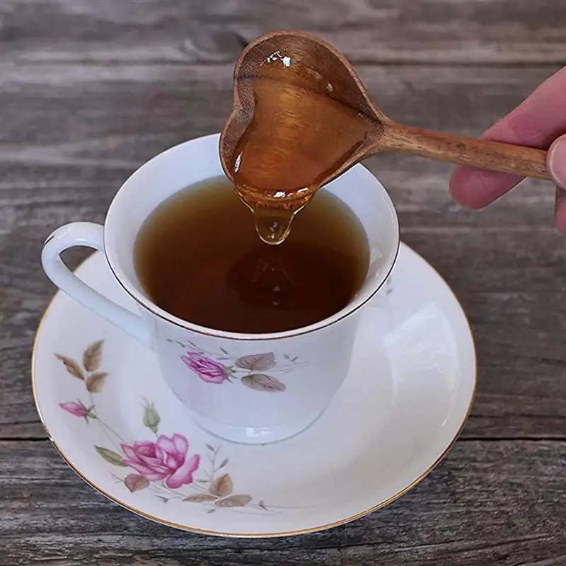 Ложки сердце любовь в форме сердца сервировочные ложки деревянные перемешивающие ужин напиток суп десерт кофе выпечка деревянные смешивающие чайные ложки измерения.