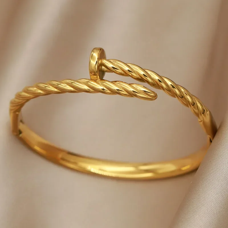 Металлические скрученные геометрические браслеты из нержавеющей стали