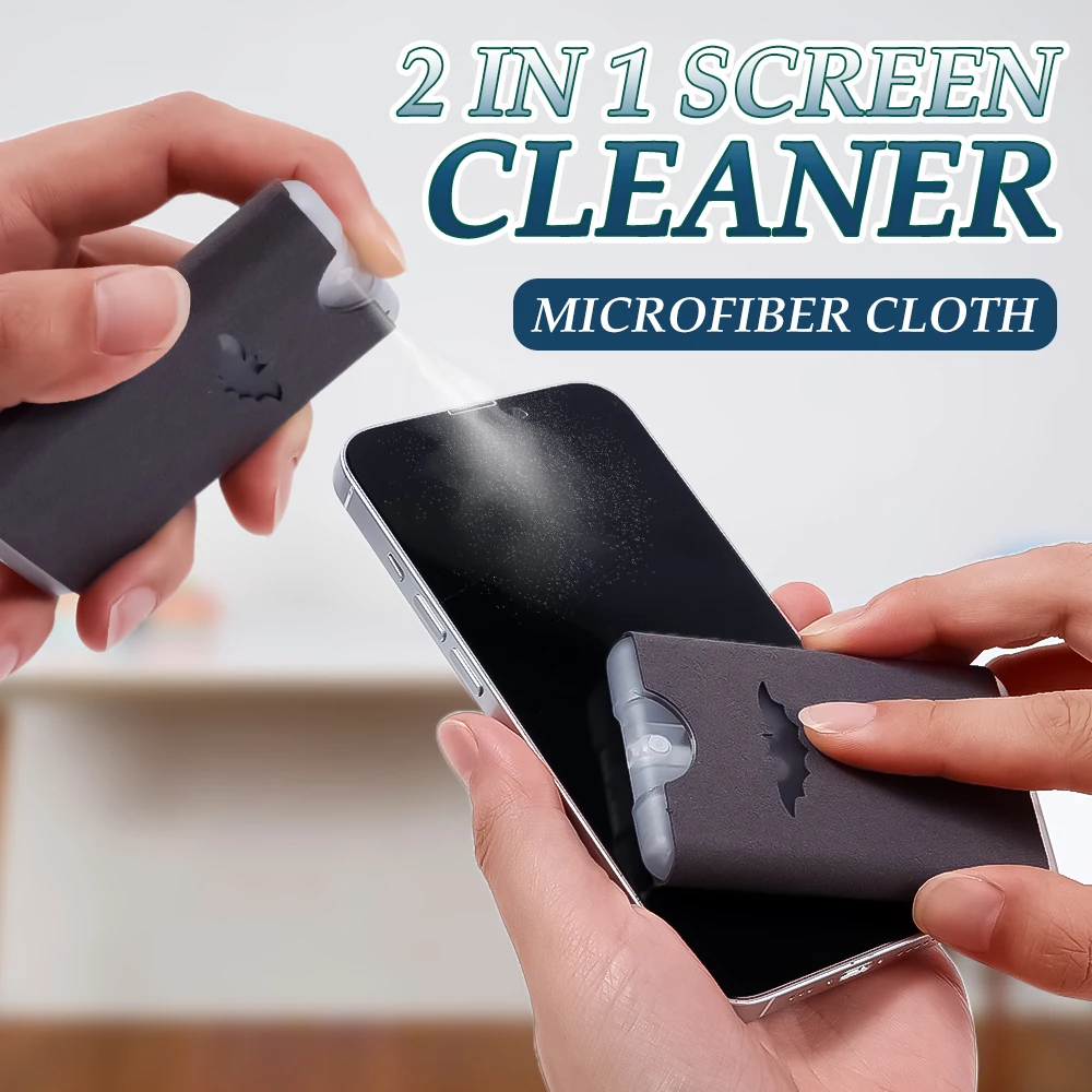 2 in 1 Screen Cleaner & Microfiber Cloth Touchscreen Spray Mobile Phone Tablat PC Camera Screen Cleaning Tool for iPhone iPad MI