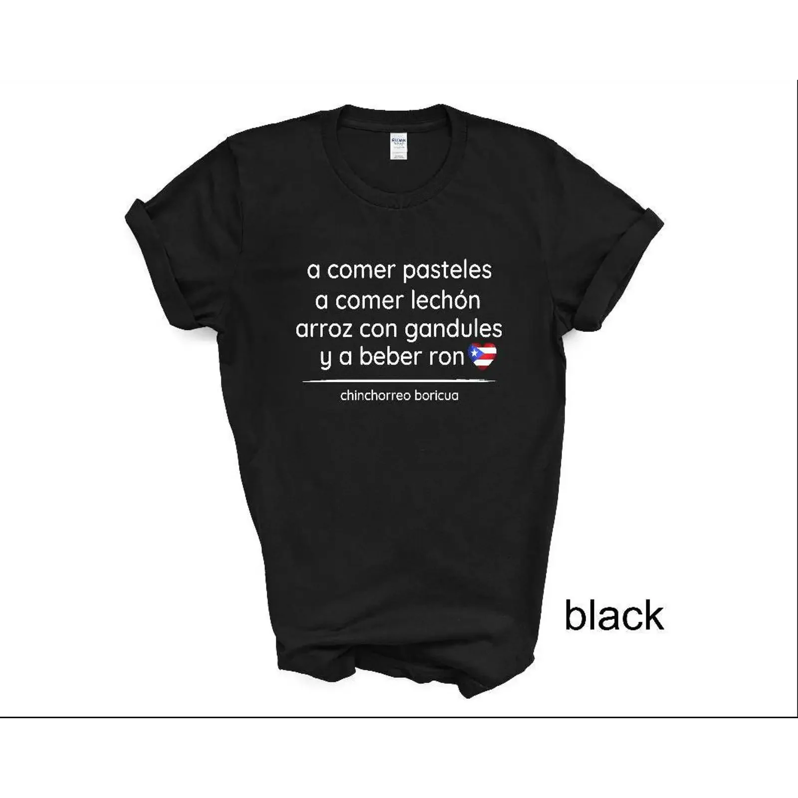 Фото Футболка Chinchorreo Boricua T Shirt Puerto Rico Navidades, винтажная, универсальная, дизайнерская одежда, дышащая, повседневная уличная одежда №1