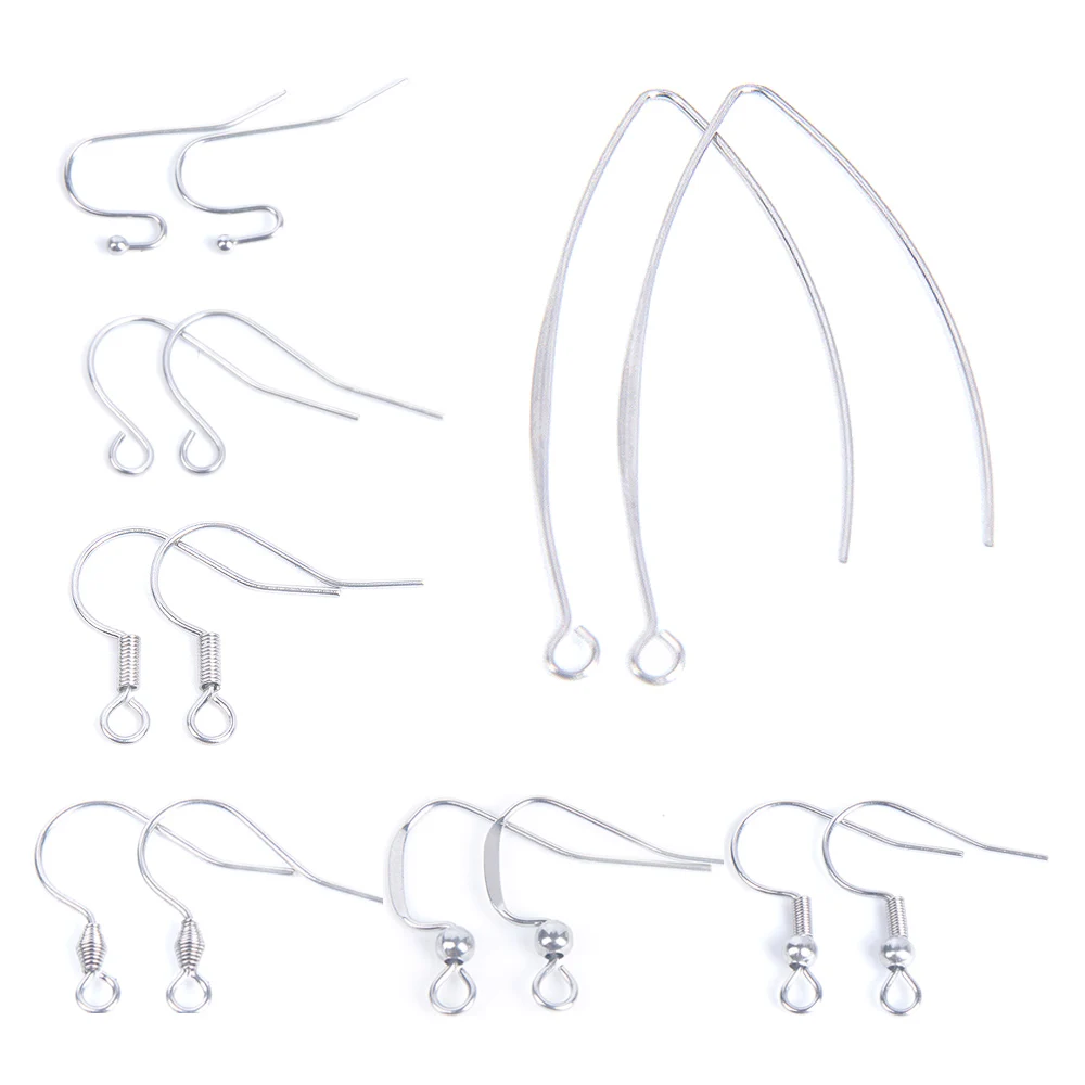 

50PCS/lot High Quality Stainless Steel Clasps Earring Hook Ear Wire Findings For DIY Jewelry Making Accessories
