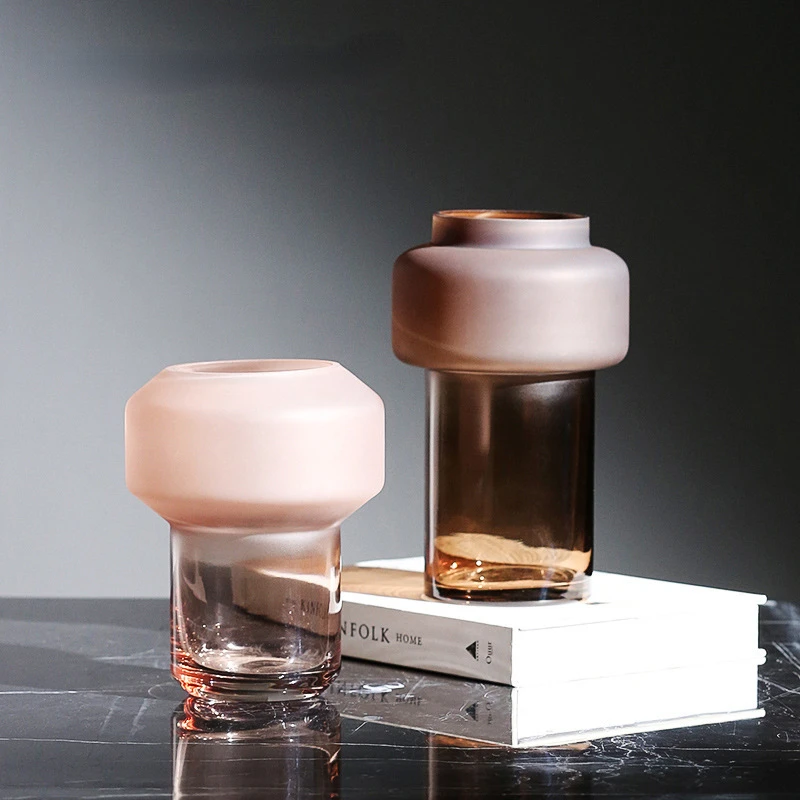 

Домашняя высококлассная ваза из матового коричневого стекла ins Style, домашнее мягкое декоративное украшение для гидропоники