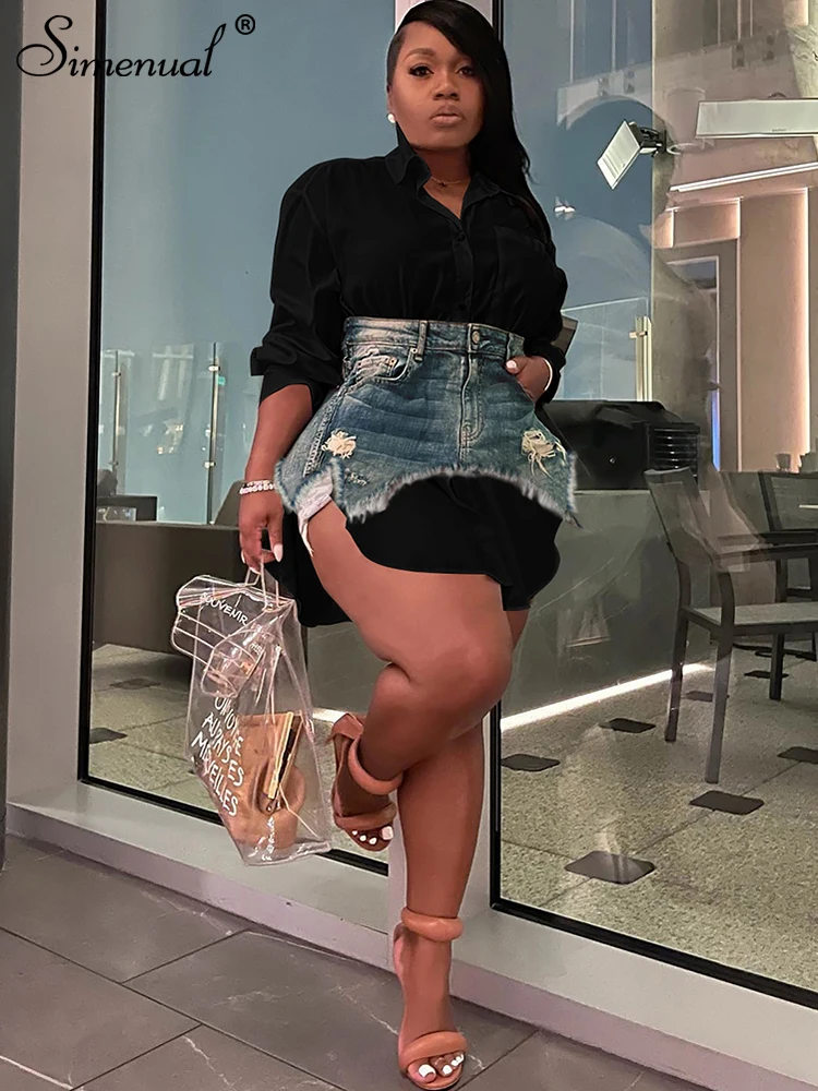 Simenual однотонная Осенняя рубашка с длинными рукавами и карманами на пуговицах