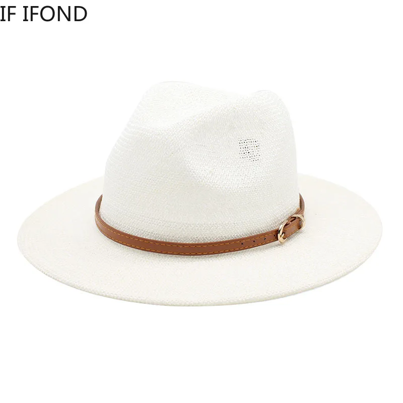 

New Summer Cold Straw Hat for Men Women Outdoor Breathable Vacation Beach Sun Protection Hat Panama Trilby Cap