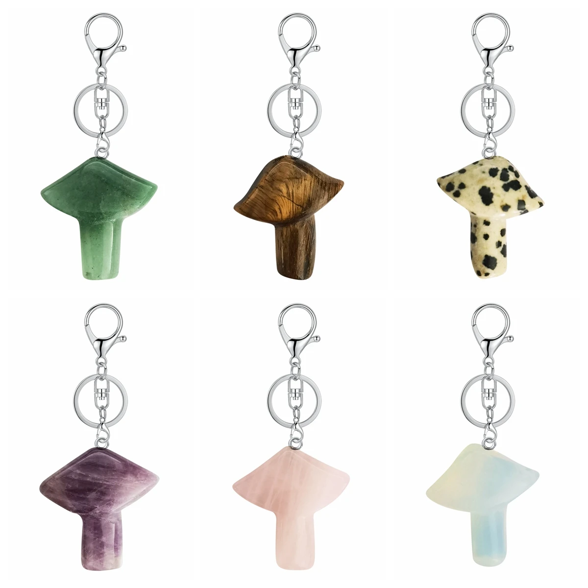 

GreenJoan Gemstone Cute Mushroom Key Rings Keychain Bag Purse Charms for Women Girls Granddaughter