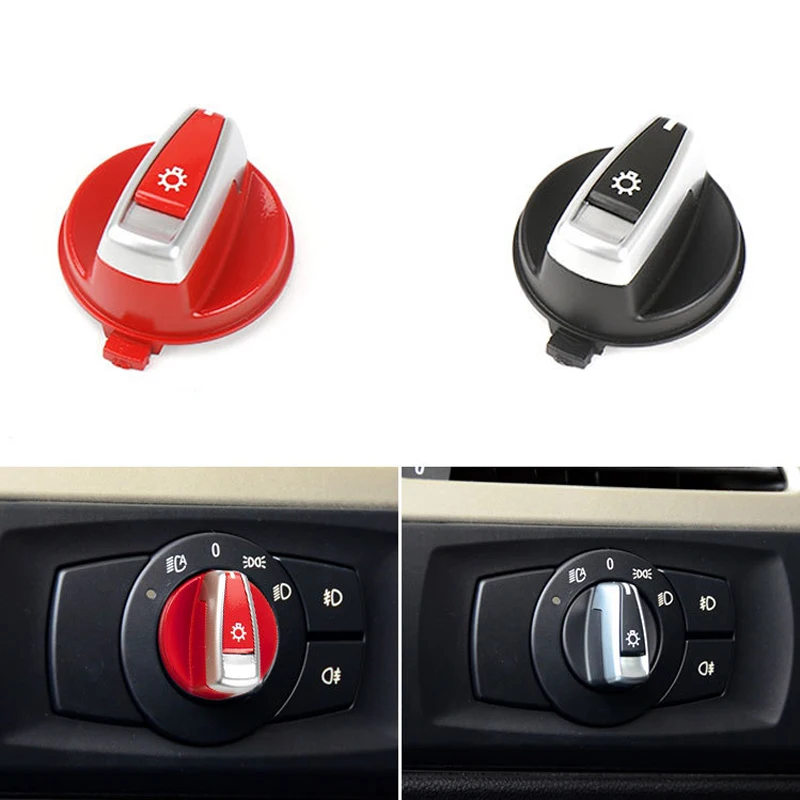 Botón de interruptor de lámpara de faro delantero, accesorio negro/rojo para BMW serie 1, 3, E90, E91, X1, E84, E82, 2005-2015, Interior automotriz, 1 ud.