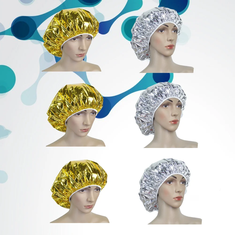 

Cap Hairaluminum Conditioning Deep Processing Caps Salon Heat Reusableshower Dye Silver Thermal Elastic Spa Bath Treatment Color