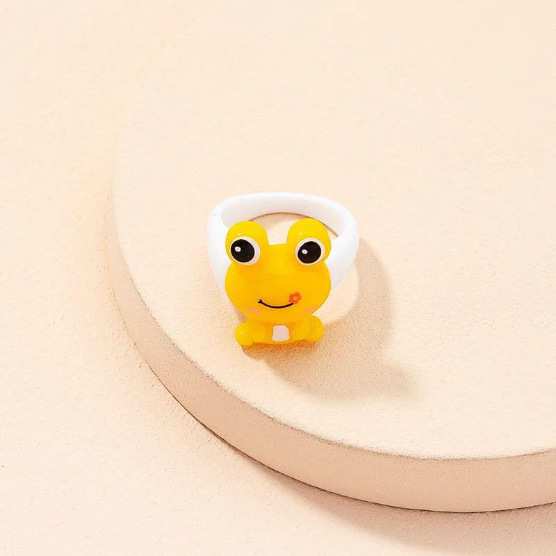 Кольцо с лягушкой Полимерная глина Смола Кольца для девочек животные ювелирные