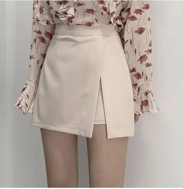

Women's Mini Skirt, Irregular, Monochrome, Side Seam, Elastic, Korean Style, Fashion, Chic, High Waist, Low Waist, Popular,