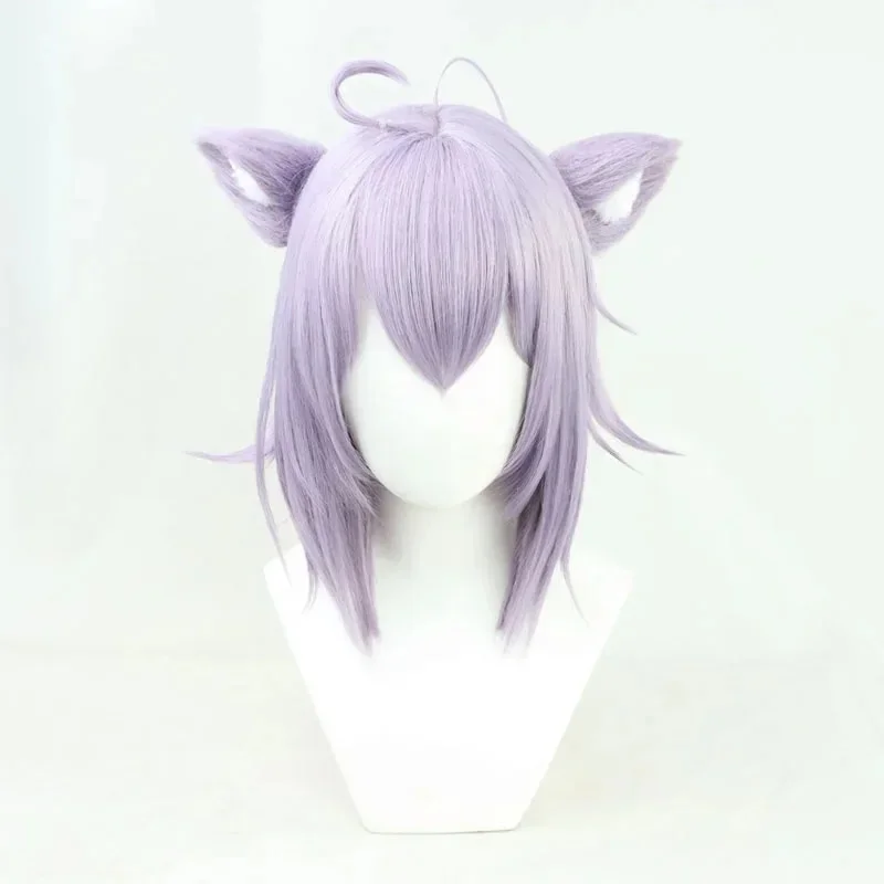 Фото A;3\v,7'd/Новый парик VTuber Nekomata Okayu с ушками Hololive Gamers, сиреневый, прямой, короткий, для косплея, синтетические волосы Holo v;5'b\8/ №3