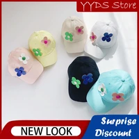 spring and summer childrens hats candy color soft top sunscreen caps flowers childrens baseball caps girls boys sun hats