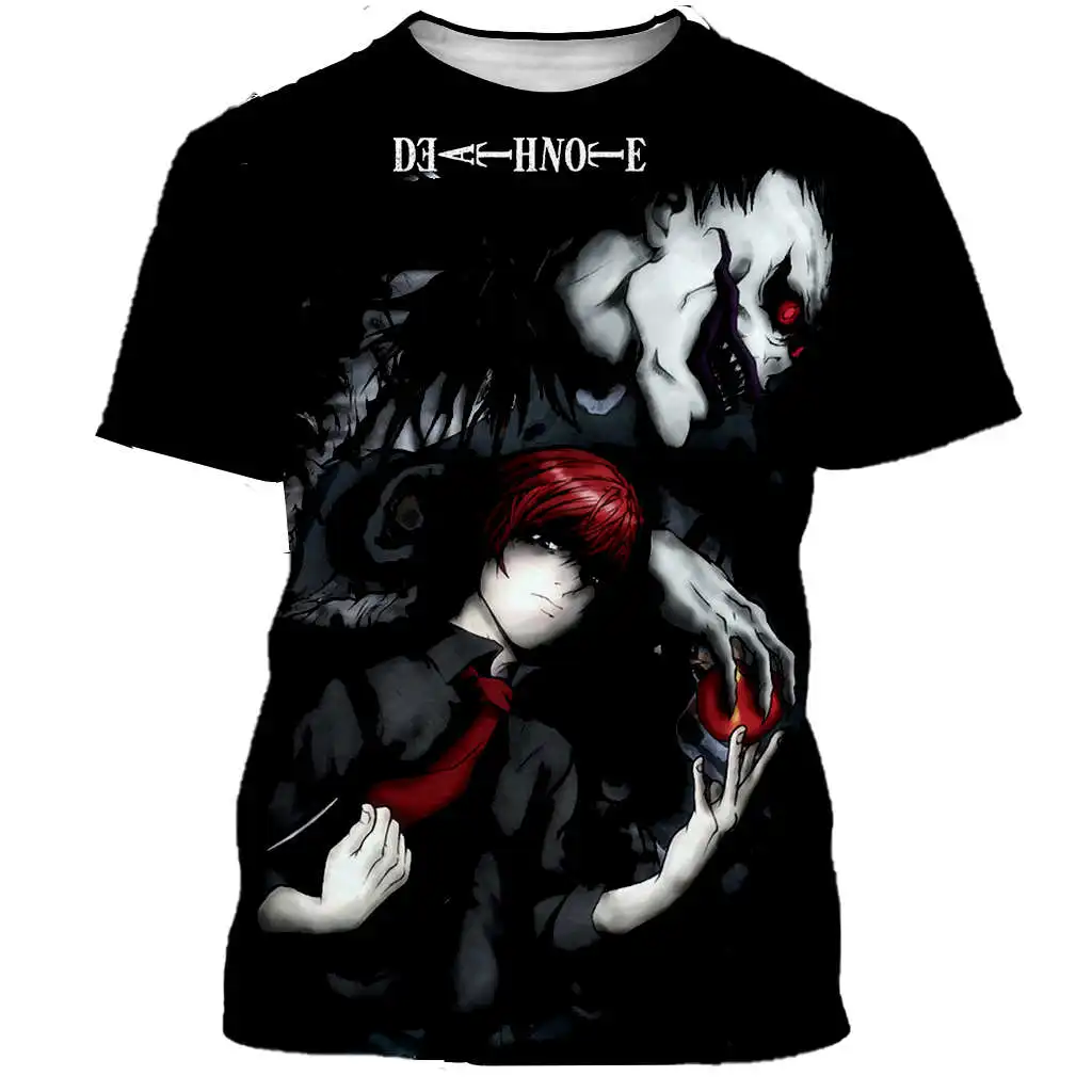 

2021classic Anime Death Note 3d Printed T-shirt Men/women Fashion Casual Cartoon Hip-hop Popular Round Neck Streetwear Tops