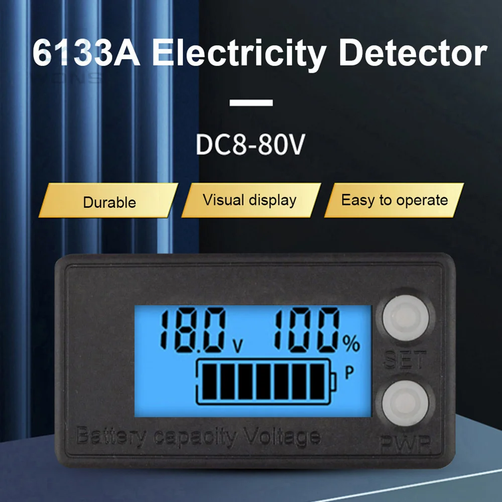 

Вольтметр постоянного тока 8 В-100 В индикатор емкости Измеритель мощности литиевый свинцово-кислотный элемент LiFePO4 12 в 24 в 48 В для ЖК-аккумуля...
