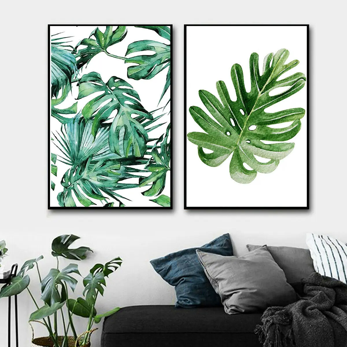 

Лот, стиль на выбор, без рамки, зеленые растения, листья, скандинавский художественный принт, Шелковый плакат, домашний декор для стен