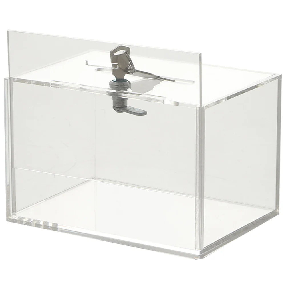 

Transparent Donation Box Suggestion Box with Lock Complain Letter Box Donation Box
