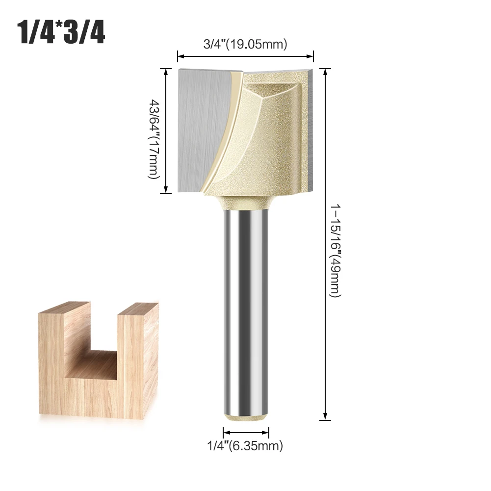 Профессиональный хвостовик 1/4 дюйма, хвостовик 1/2 дюйма, долбежная фреза, набор столярных инструментов, фреза, Донная фреза для очистки дерева