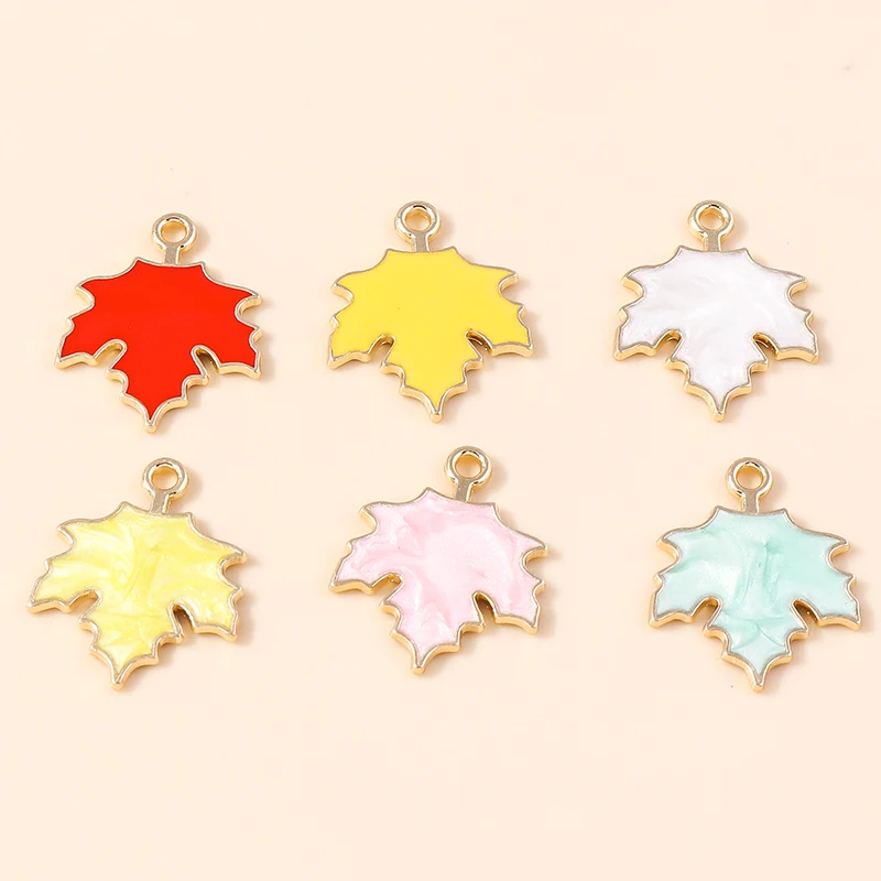

10pcs 18x22mm Lovely Enamel Maple Leaf Charms for Jewelry Making DIY Drop Earrings Pendants Necklaces Handmade Keychains Gifts