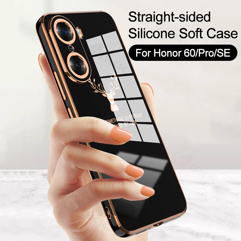 

Luxury Plating Straight Edge Case For Huawei Honor 60 Pro SE Anti-knock Protection Soft Cover For Huawei Honor 60 Pro SE Case