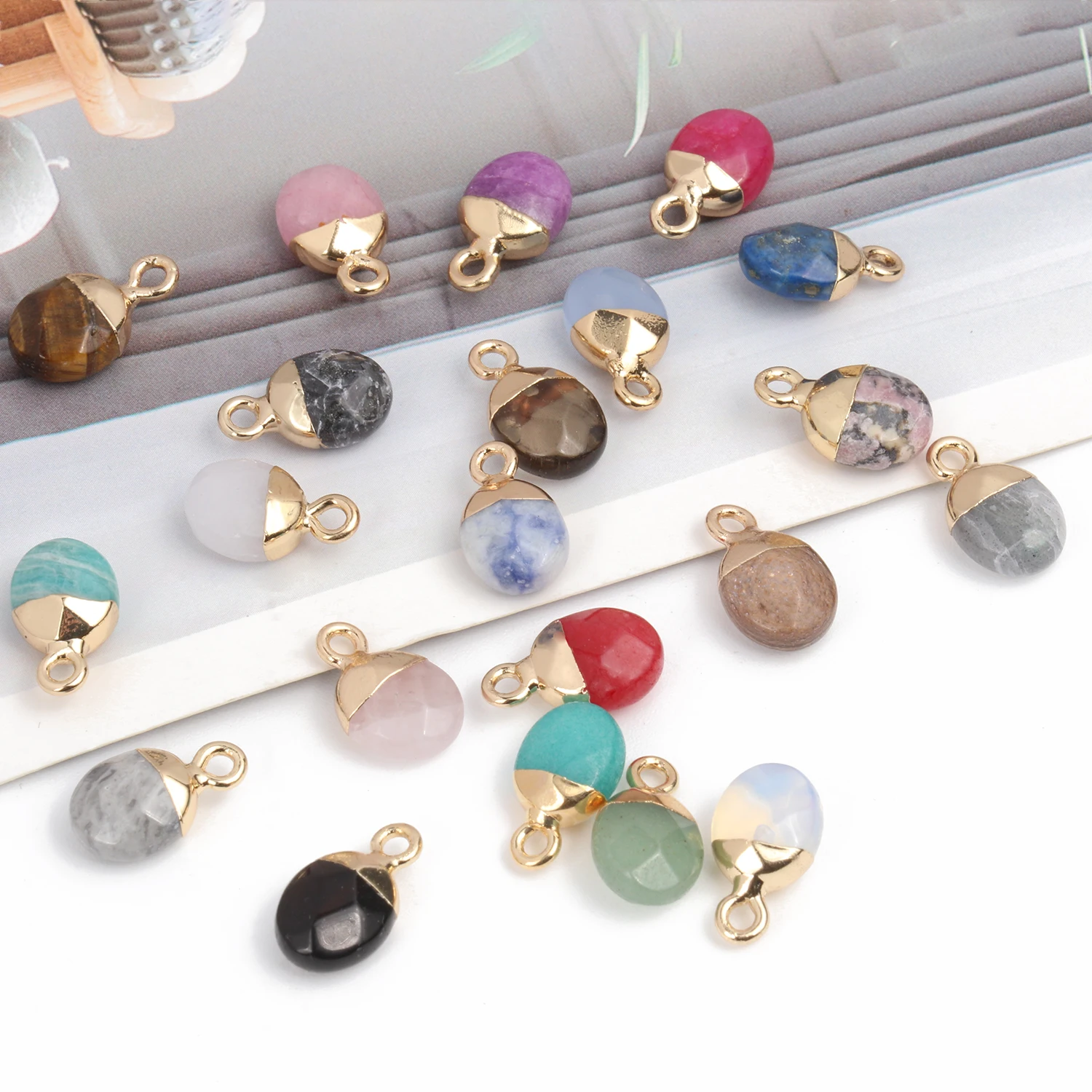 1 шт. 14x 8 мм Новое поступление Подвески из натурального камня овальной формы