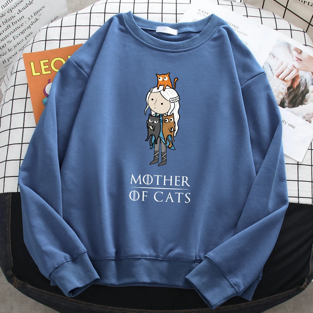 Зимняя Женская Флисовая Толстовка Уличная Одежда Пуловер С Принтом Кошки И Мамы