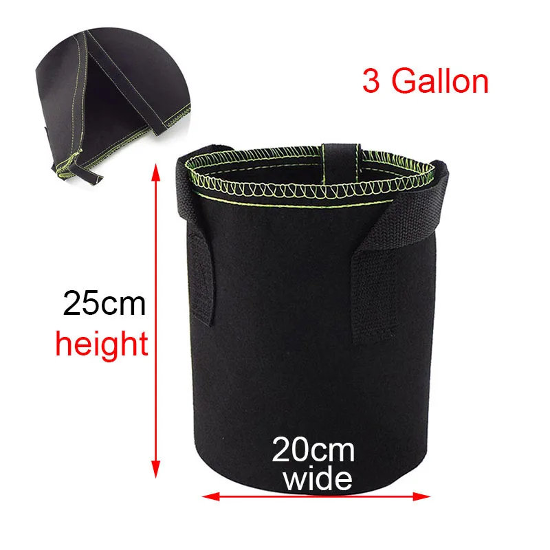 Черные тканевые горшки для рассады 1 2 3 галлона